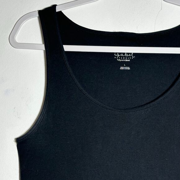 Isabel Maternity Ingrid & Isabel Black Tank Top Size L Scoop Neck Basic FLAW - Picture 5 of 8